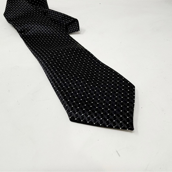 Dark Charcoal Gray Men’s Geometric Bird’s Eye Print Easy Care Polyester Tie 60” - Picture 1 of 5